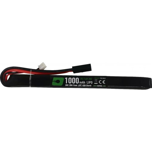 Nuprol 7.4v 1000mAh 20C LiPo (Slim Stick),  Airsoft electric guns require rechargeable batteries to operate, and as you would imagine they are available in various shapes, sizes, and degrees of quality