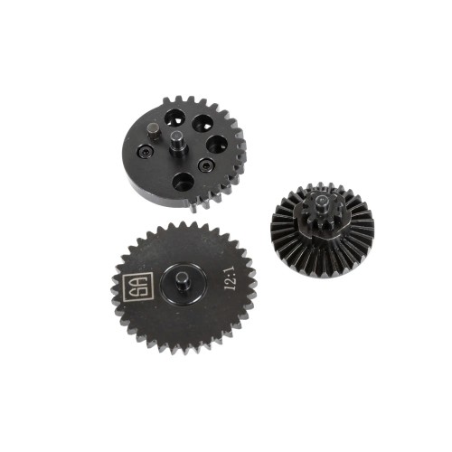 Gears SA 12:1 (Steel; CNC), The Specna Arms 12:1 CNC V2/V3 Steel Gear Set is tailored for airsoft enthusiasts aiming to build faster, more responsive AEGs