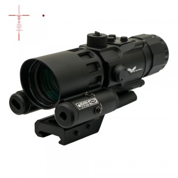 JS-TACTICAL PRISME SCOPE 4X32 WITH RED LASER BLACK
