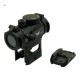 JS-TACTICAL RED DOT BLACK T1 STYLE WITH HIGH AND LOW MOUNT, The JS-Tactical Red Dot is an aiming optic designed for airsoft and tactical setups, offering a clear 1x sight picture with a precise 2 MOA aiming point and adjustable brightness control for vary