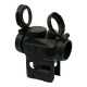 JS-TACTICAL RED DOT BLACK T1 STYLE WITH HIGH AND LOW MOUNT, The JS-Tactical Red Dot is an aiming optic designed for airsoft and tactical setups, offering a clear 1x sight picture with a precise 2 MOA aiming point and adjustable brightness control for vary