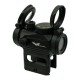 JS-TACTICAL RED DOT BLACK T1 STYLE WITH HIGH AND LOW MOUNT, The JS-Tactical Red Dot is an aiming optic designed for airsoft and tactical setups, offering a clear 1x sight picture with a precise 2 MOA aiming point and adjustable brightness control for vary
