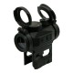 JS-TACTICAL RED DOT BLACK T1 STYLE WITH HIGH AND LOW MOUNT, The JS-Tactical Red Dot is an aiming optic designed for airsoft and tactical setups, offering a clear 1x sight picture with a precise 2 MOA aiming point and adjustable brightness control for vary