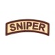 Sniper Tape Patch (Desert), Morale Patches are velcro patches designed to offer a bit of flair and humour, ideal for mounting on bags, tactical vests, or pretty much anywhere there's a spare section of velcro