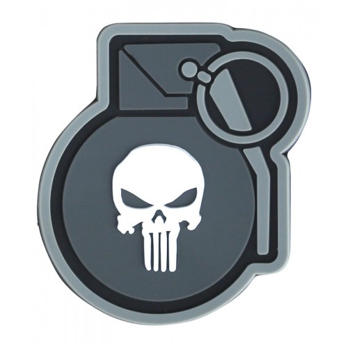 Punisher Grenade Patch, Morale Patch with velcro backing (hook side) - suitable for tactical bags, UBACS shirts, cases, baseball caps etc