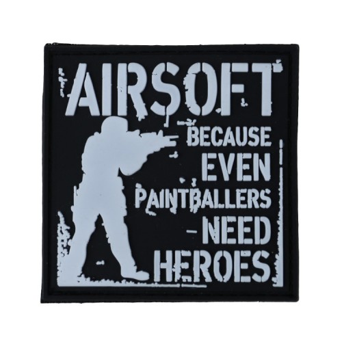 Paintballers Need Heroes Patch, Morale Patch with velcro backing (hook side) - suitable for tactical bags, UBACS shirts, cases, baseball caps etc