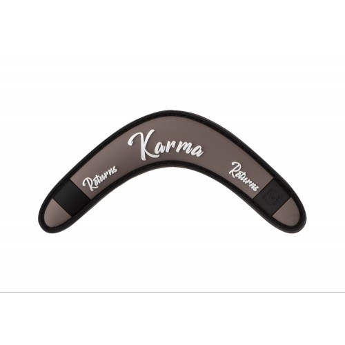 Karma Returns (Brown), The Karma Returns Rubber Patch is a bold and distinctive accessory designed to add personality to your tactical gear and everyday equipment