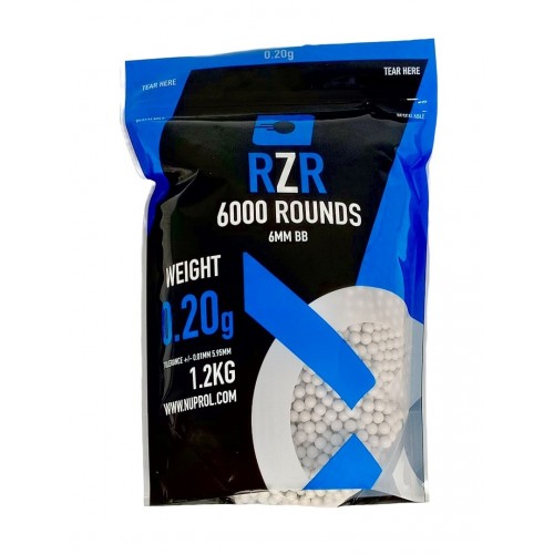 Nuprol RZR 0.20g BB's (6,000 BB's), NUPROL RZR BBs are manufactured to the highest standards, meeting the rigorous expectations of 6mm Airsoft ammunition