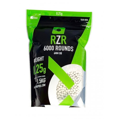 Nurpol RZR 0.25g B's (6,000 BB's), High-Performance Ammunition for Precision Play