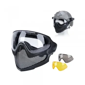  Pilot Mask (Steel mesh version) - Black (Can be fitted to a fast helmet)