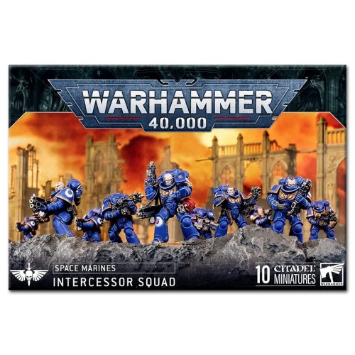 Warhammer 40,000 - Space Marines Intercessor Squad, Primaris Intercessors are a foundational infantry unit for the Space Marines, clad in advanced Mk X Tacticus armor that perfectly balances protection and mobility