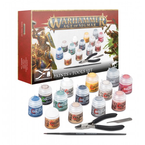 Warhammer Age of Sigmar - Paints & Tools Set, Building and painting miniatures is a rewarding way to engage with the Warhammer hobby