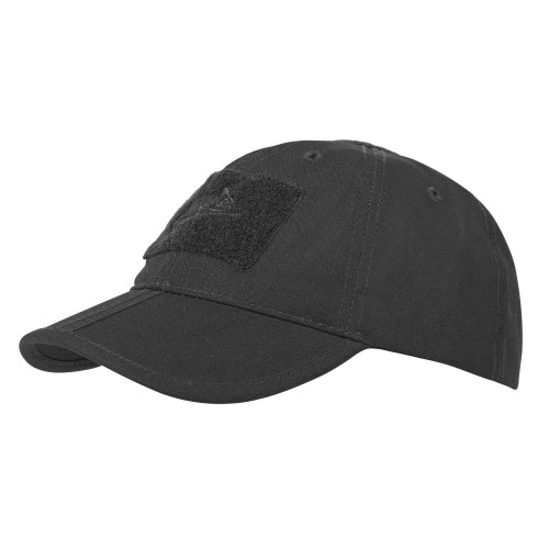 Helikon Foldable Baseball Cap (BK), Adjustable baseball cap equipped with a set of soft velcro panels for ID/morale patches and other items