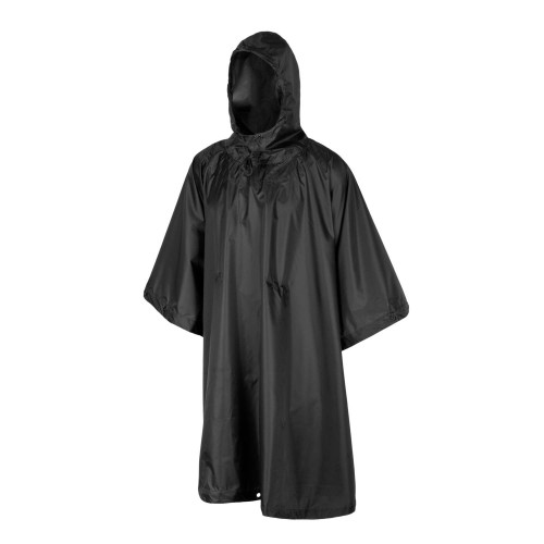 Helikon Poncho (Waterproof) (BK), Rainproof, quick-drying poncho, made of Rip-stop Polyester